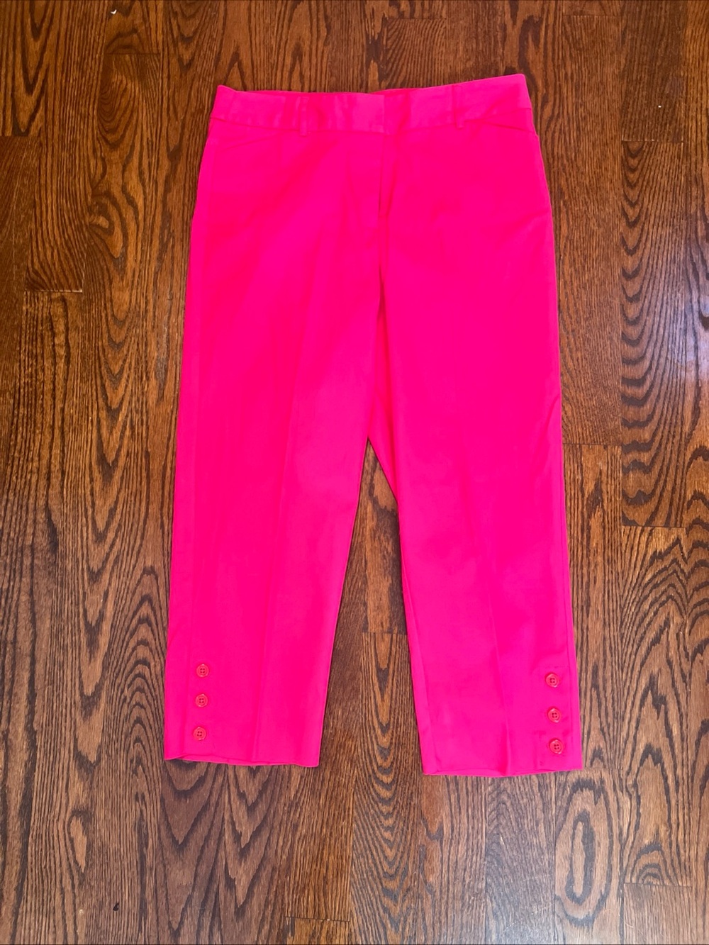 Counterparts Pink Capris Pants Cotton Pockets Button Accents 10